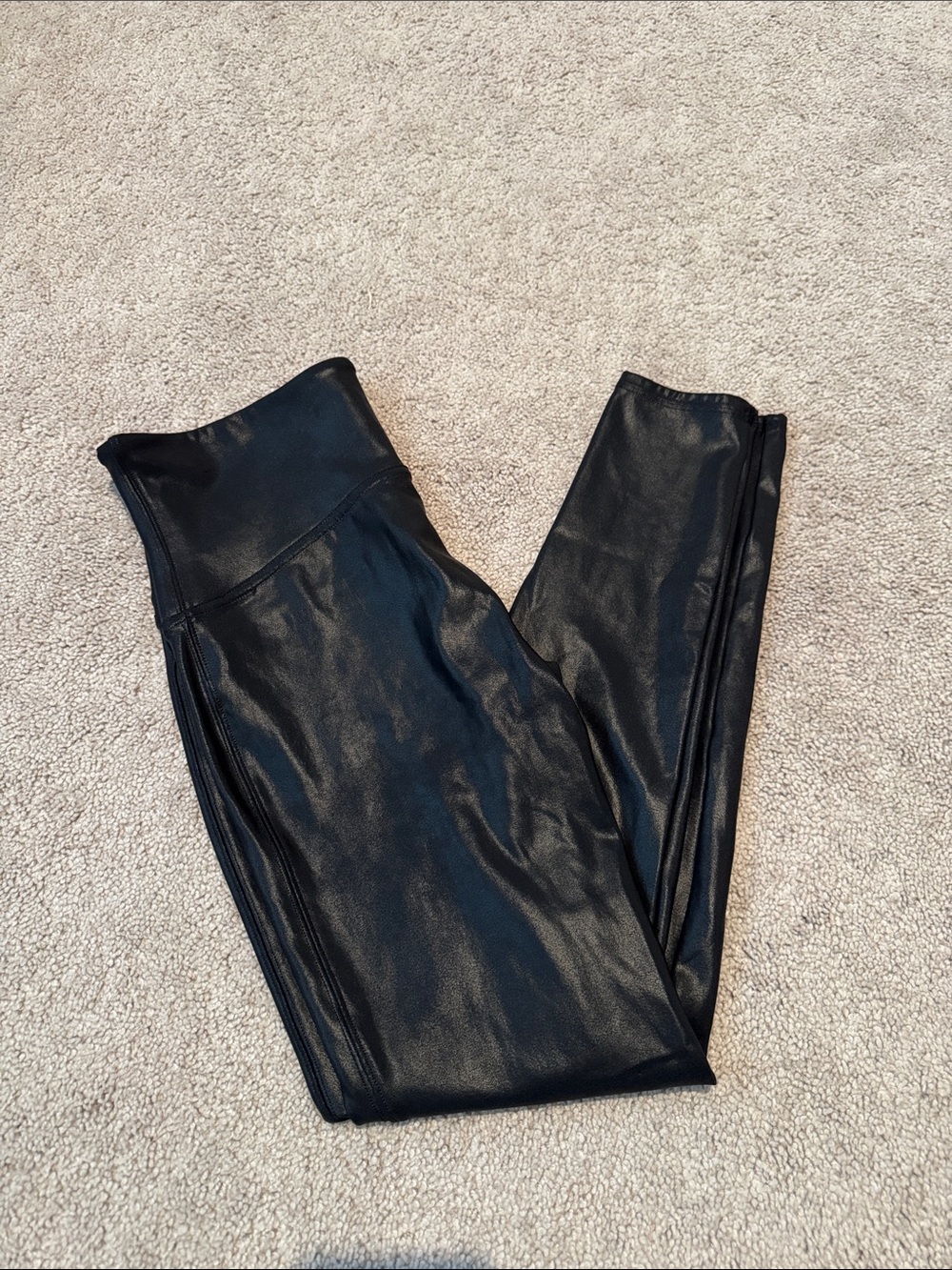 Faux leather black Spanx leggings